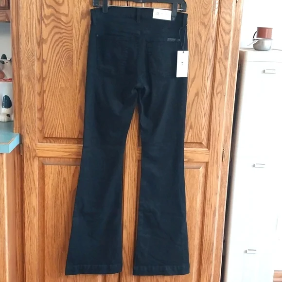 7 For All Mankind NWT Women's Size 28 Black Slim Trouser Flare Denim Jeans Pants - Picture 5 of 15